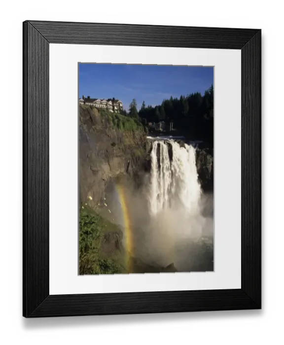 Framed Print : WA, Snoqualmie, Snoqualmie Falls and Salish Lodge with rainbow, 268 falls Framed Print : WA, Snoqualmie, Snoqualmie Falls and Salish Lodge with rainbow, 268 falls