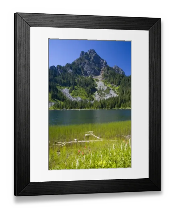 Framed Print : NA, WA, Wild Sky Wilderness, Eagle Lake and Merchant Peak