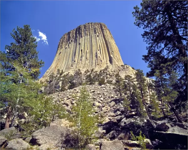 USA, Wyoming, Devils Tower NM. The mysterious Devils Tower, a national monument in Wyoming