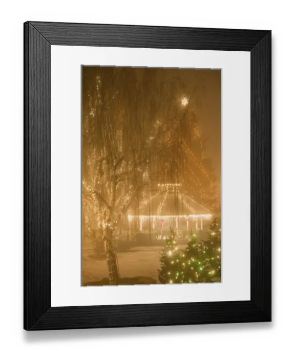 Framed Print : USA, WA, Leavenworth, Ice Festival with gazebo and city park Framed Print : USA, WA, Leavenworth, Ice Festival with gazebo and city park