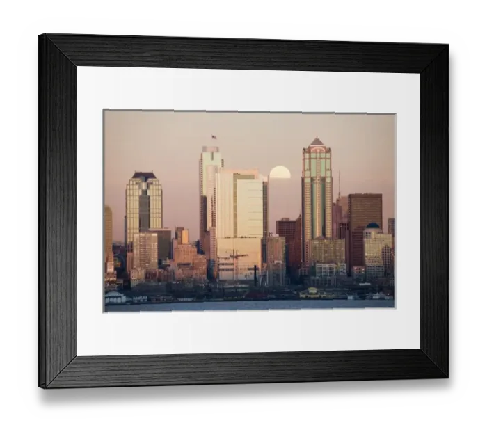 Framed Print : WA, Seattle, Seattle skyline and Elliott Bay with full moon rising, view from Alki Framed Print : WA, Seattle, Seattle skyline and Elliott Bay with full moon rising, view from Alki