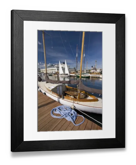 Framed Print : Washington, Seattle, Center for Wooden Boats on Lake Union