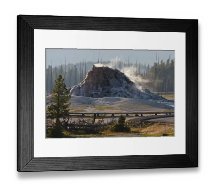 Framed Print : USA, Wyoming, Yellowstone National Park, Geyser spewing hot water and steam, June