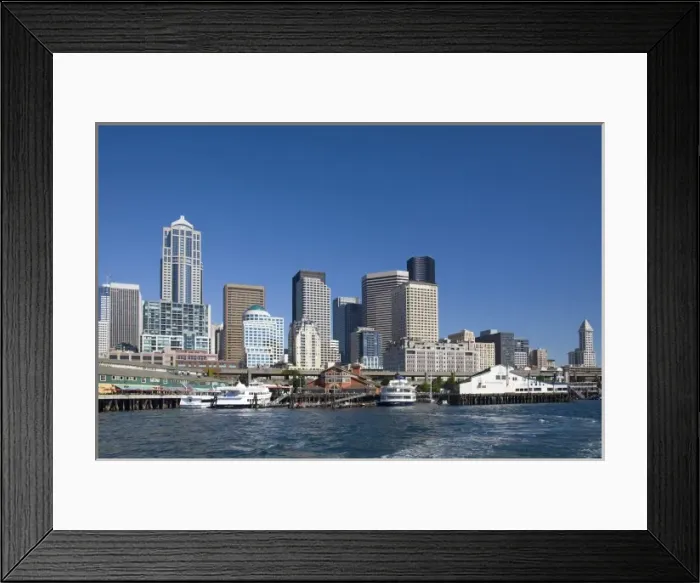 Framed Print : WA, Seattle, Seattle skyline with Smith Tower from Elliott Bay Framed Print : WA, Seattle, Seattle skyline with Smith Tower from Elliott Bay