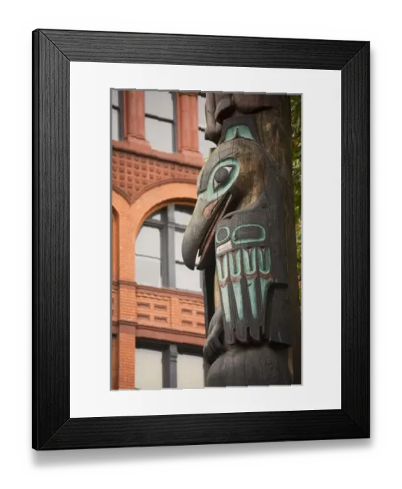 Framed Print : WA, Seattle, Totem pole and Pioneer building at historic Pioneer Square Framed Print : WA, Seattle, Totem pole and Pioneer building at historic Pioneer Square