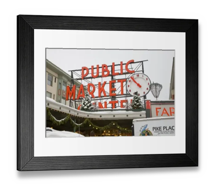 Framed Print : WA, Seattle, Pike Place Market, a snowy day at the market Framed Print : WA, Seattle, Pike Place Market, a snowy day at the market