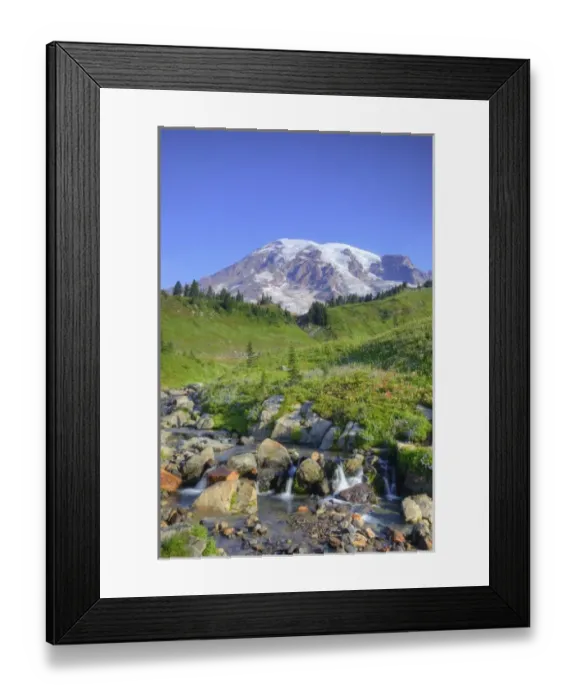 Framed Print : USA, Washington, Mt. Rainier NP, Mt. Rainier and Edith Creek Framed Print : USA, Washington, Mt. Rainier NP, Mt. Rainier and Edith Creek