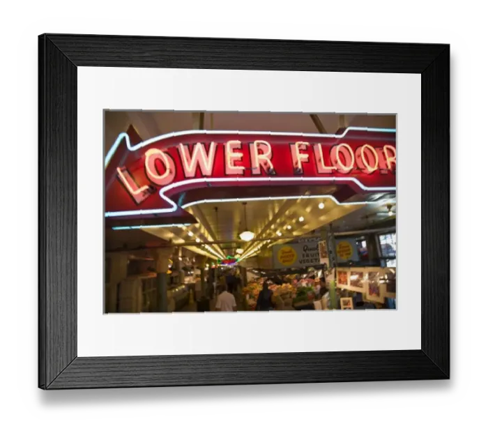 Framed Print : Pike Place Farmers Market, Autumn Colors, Seattle, Washington State, USA (RF) Framed Print : Pike Place Farmers Market, Autumn Colors, Seattle, Washington State, USA (RF)