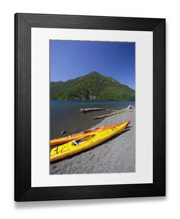 Framed Print : USA, Washington, Olympic National Park, Lake Crescent, Kyaks on shore Framed Print : USA, Washington, Olympic National Park, Lake Crescent, Kyaks on shore