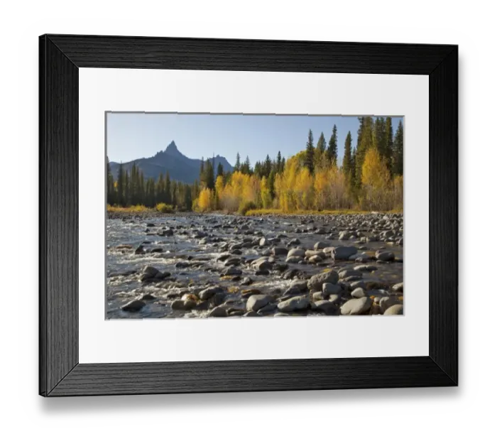 Framed Print : Clarks Fork of the Yellowstone River with Pilot and Index Peaks in th Shoshone National