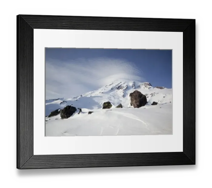 Framed Print : WA, Mount Rainier National Park, Mount Rainier with lenticular cloud over summit Framed Print : WA, Mount Rainier National Park, Mount Rainier with lenticular cloud over summit