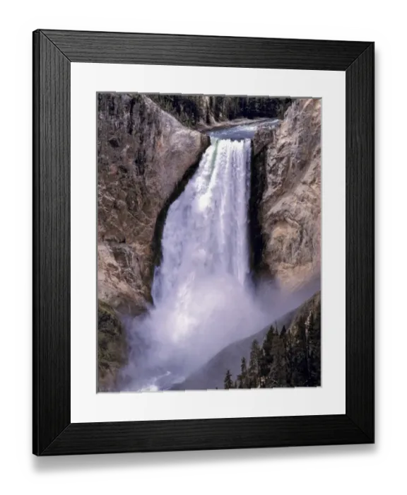 Framed Print : USA, Wyoming, Yellowstone NP. Visitors witness the magnificent power of Yellowstone Falls