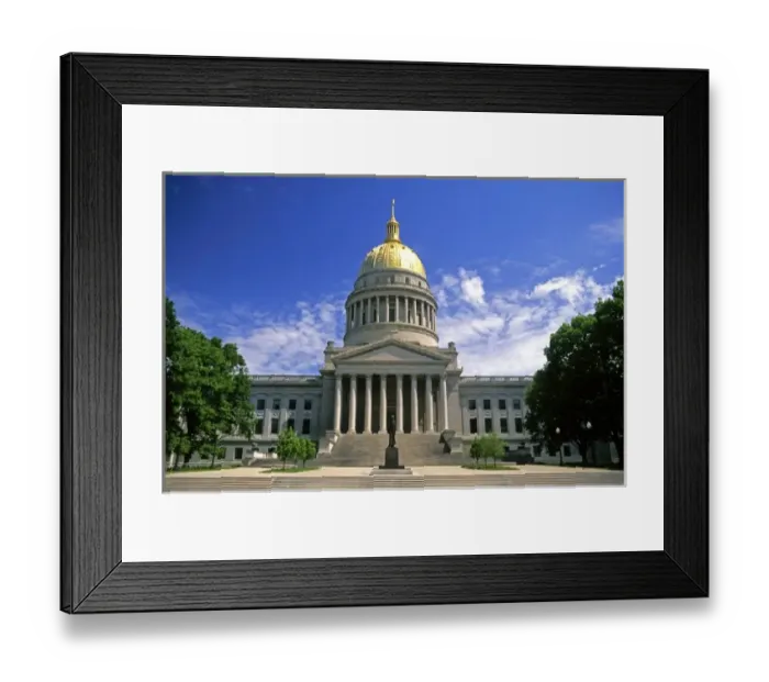 Framed Print : The West Virginia state capitol building with gold leaf dome in Charleston Framed Print : The West Virginia state capitol building with gold leaf dome in Charleston