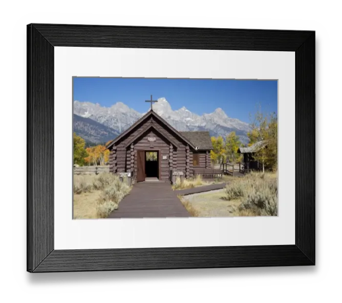 Framed Print : WY, Grand Teton National Park, Chapel of the Transfiguration with Teton Range Framed Print : WY, Grand Teton National Park, Chapel of the Transfiguration with Teton Range