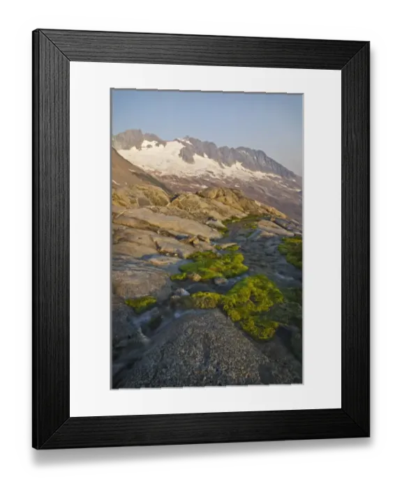 Framed Print : USA, Washington, North Cascades. Sahale Peak and Quien Sabe Glacier from Boston Basin