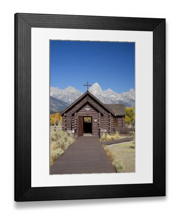 Framed Print : WY, Grand Teton National Park, Chapel of the Transfiguration with Teton Range Framed Print : WY, Grand Teton National Park, Chapel of the Transfiguration with Teton Range