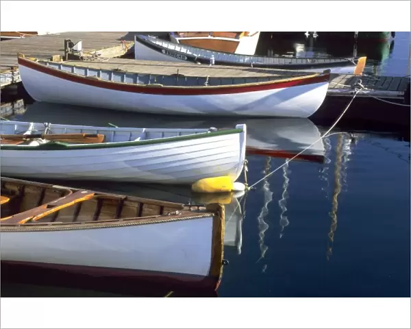 Wooden boats await a day on the water
