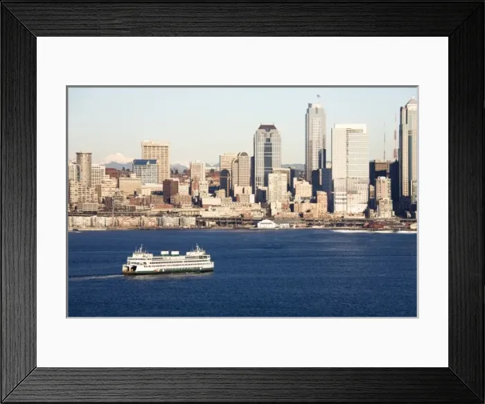 Framed Print : WA, Seattle, Seattle skyline and Elliott Bay with ferry boat, view from Hamilton Park Framed Print : WA, Seattle, Seattle skyline and Elliott Bay with ferry boat, view from Hamilton Park