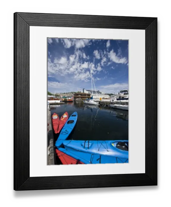 Framed Print : Washington, Seattle, Center for Wooden Boats on Lake Union
