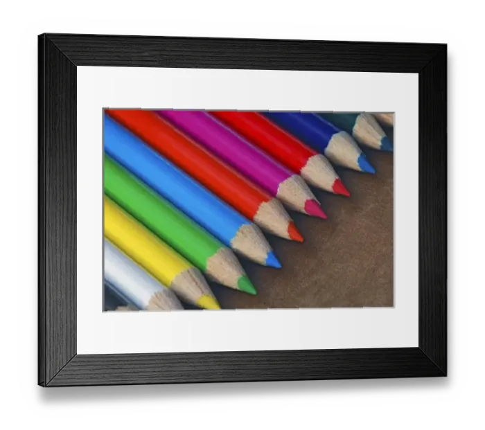 Framed Print : USA, Row of multicolored pencils on paper Framed Print : USA, Row of multicolored pencils on paper