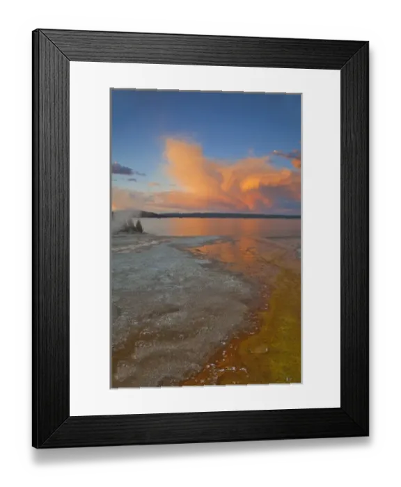 Framed Print : Colorful mineral deposits emit from Black Pool geyser in the West Thumb Geyser Basin Framed Print : Colorful mineral deposits emit from Black Pool geyser in the West Thumb Geyser Basin