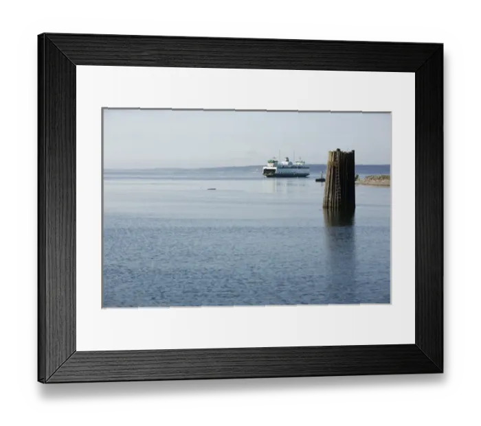Framed Print : Ferry dock area and marina at Whidby Island to Port Townsend, WA