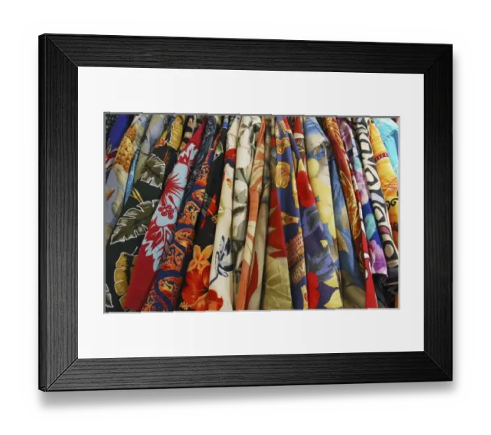 Framed Print : USA, Closet full of aloha shirts on hangers Framed Print : USA, Closet full of aloha shirts on hangers