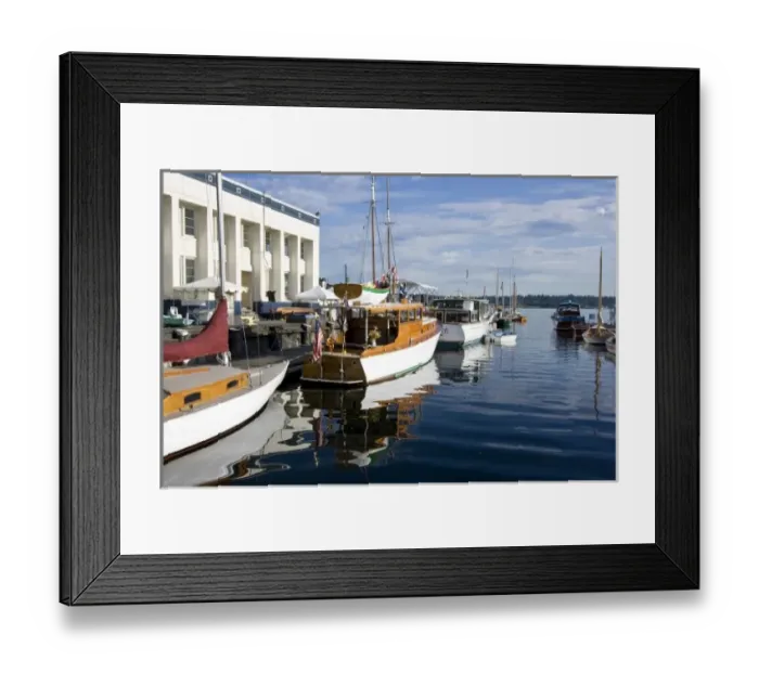 Framed Print : Washington, Seattle, Center for Wooden Boats on Lake Union