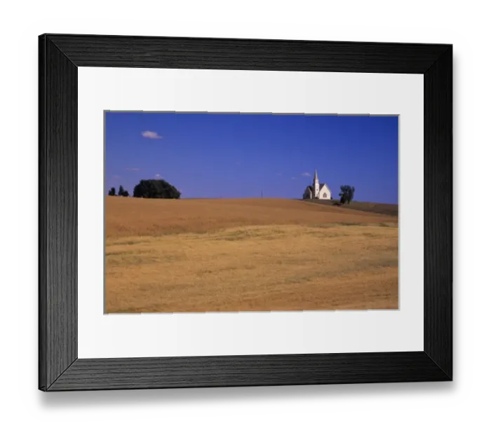 Framed Print : WA, Lincoln County; Rocklyn, Zion Methodist Church with wheat field Framed Print : WA, Lincoln County; Rocklyn, Zion Methodist Church with wheat field