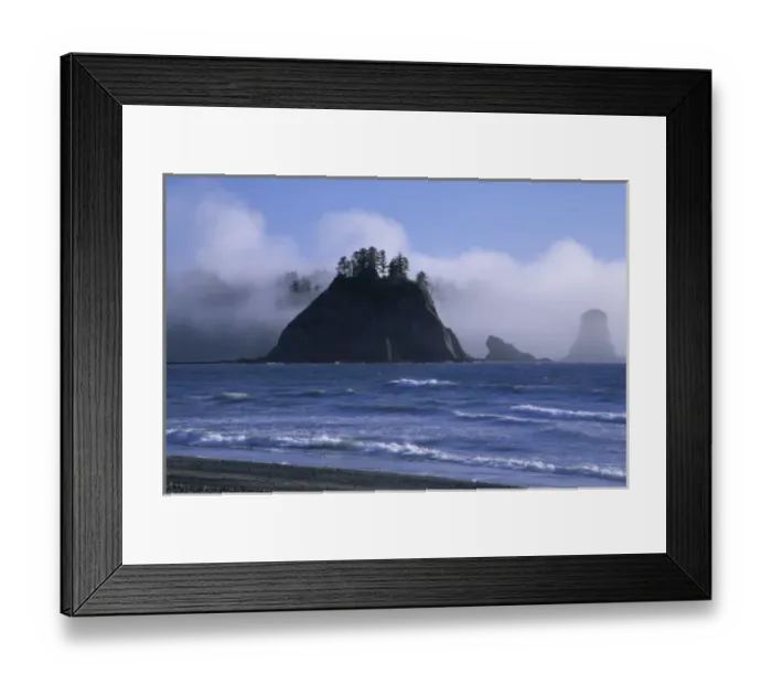 Framed Print : Sea stacks in fog, Rialto Beach, Olympic National Park, Washington