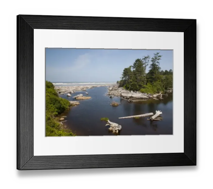 Framed Print : USA, Washington, Olympic National Park, Kalaloch Creek empties into the Pacific Ocean Framed Print : USA, Washington, Olympic National Park, Kalaloch Creek empties into the Pacific Ocean