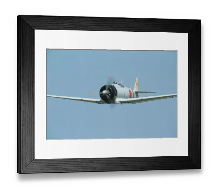 Framed Print : T-6 Texan modified to resemble a Japanese Mitsubishi Zero for a movie Framed Print : T-6 Texan modified to resemble a Japanese Mitsubishi Zero for a movie