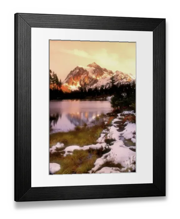 Framed Print : An early snow dusts the ground beneath Mt. Shuksan in Washingtons Mt. Baker National Park Framed Print : An early snow dusts the ground beneath Mt. Shuksan in Washingtons Mt. Baker National Park