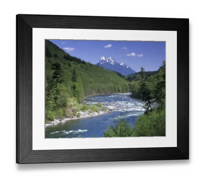 Framed Print : WA, Mt. Baker Snoqualmie NF, Skykomish River with Gunn and Merchant Peaks in background Framed Print : WA, Mt. Baker Snoqualmie NF, Skykomish River with Gunn and Merchant Peaks in background