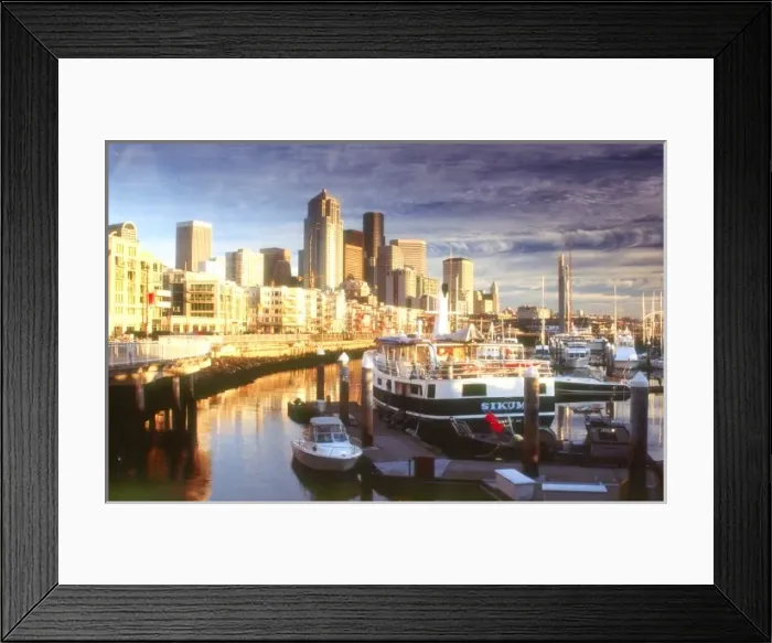 Framed Print : Blustery day on Seattles Bell Harbor Marina