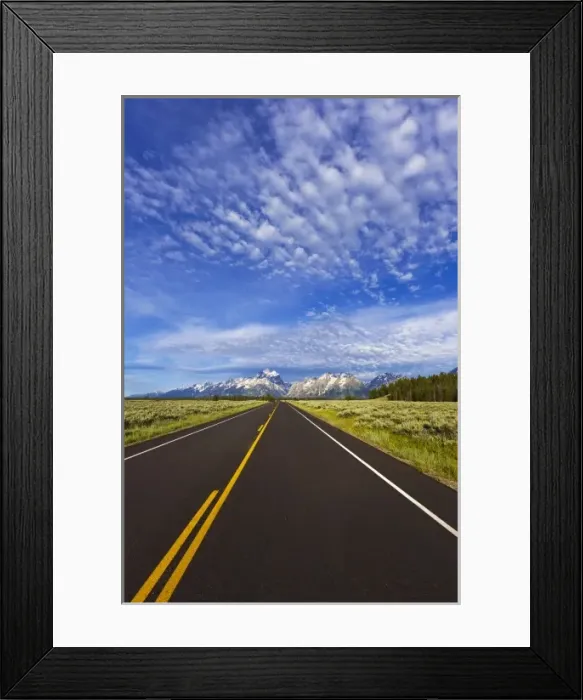 Framed Print : Empty park road in Grand Teton National Park, Wyoming, USA Framed Print : Empty park road in Grand Teton National Park, Wyoming, USA