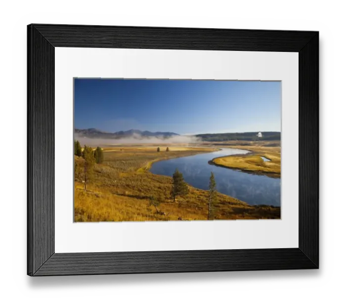 Framed Print : The Yellowstone River snakes through the Hayden Valley in Yellowstone National Park