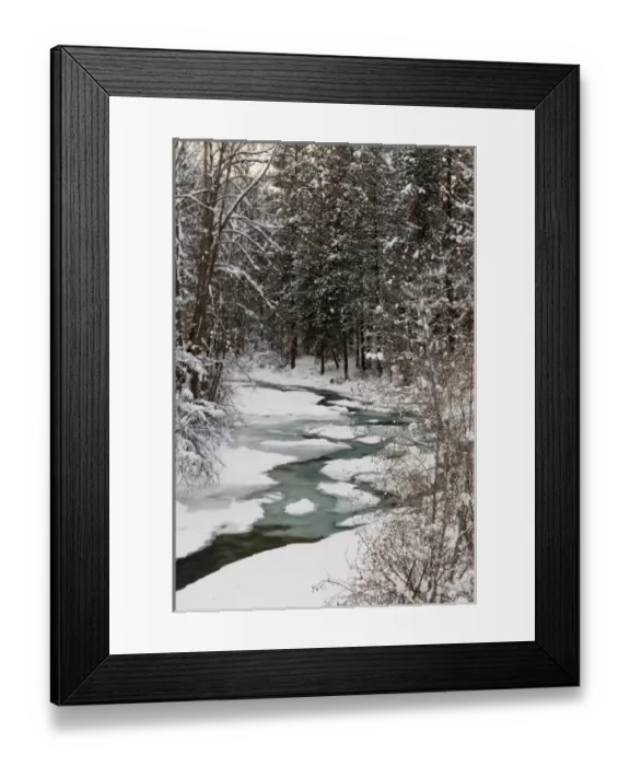 Framed Print : Winter Stream in Forest, Methow valley, Washington Framed Print : Winter Stream in Forest, Methow valley, Washington