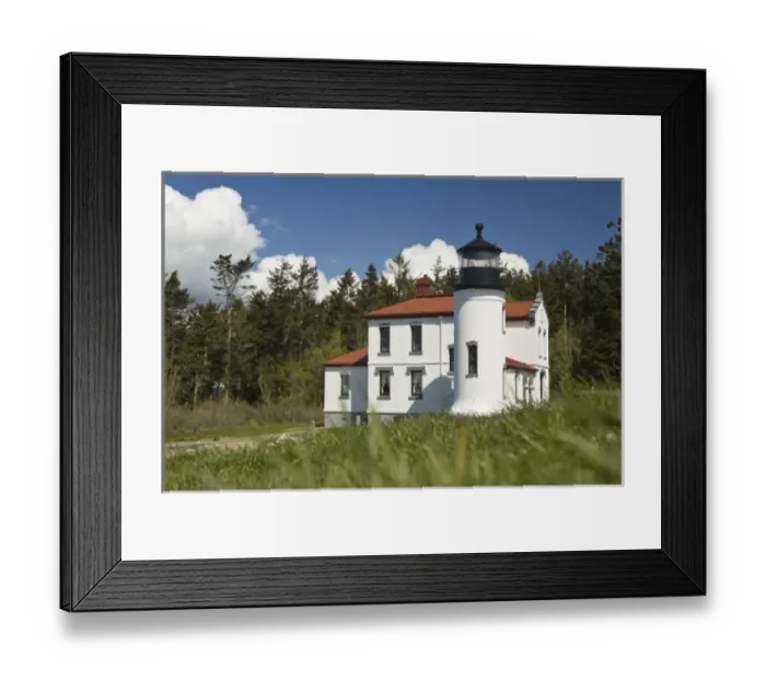 Framed Print : Admiralty Lighthouse and Ft. Warden on Whidby Island, WA