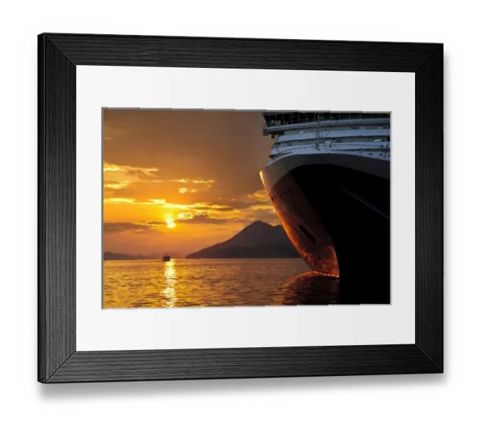 Framed Print : Croatia, Dubrovnik. Sunset on the Nieuw Amsterdam in the port of Dubrovnik on its maiden voyage