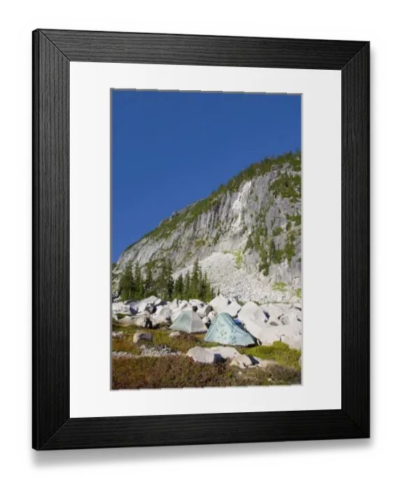 Framed Print : USA, Washington, Alpine Lakes Wilderness, Tent campsite