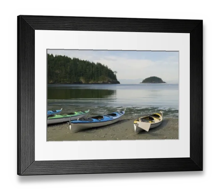 Framed Print : USA, WA, Pacific Northwest, Deception Pass State Park. Kayaks ready for a paddle Framed Print : USA, WA, Pacific Northwest, Deception Pass State Park. Kayaks ready for a paddle