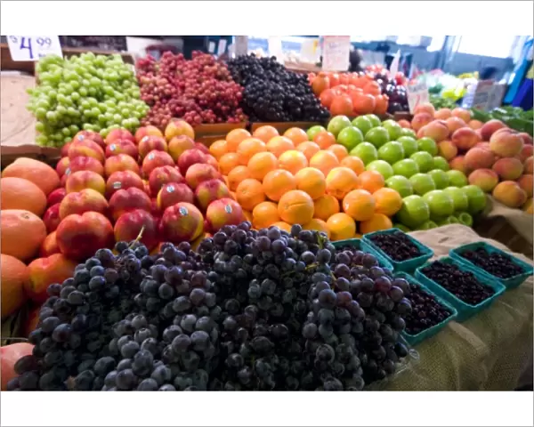 Fresh fruit on display at the Pike Place Market in downtown Seattle, Washington