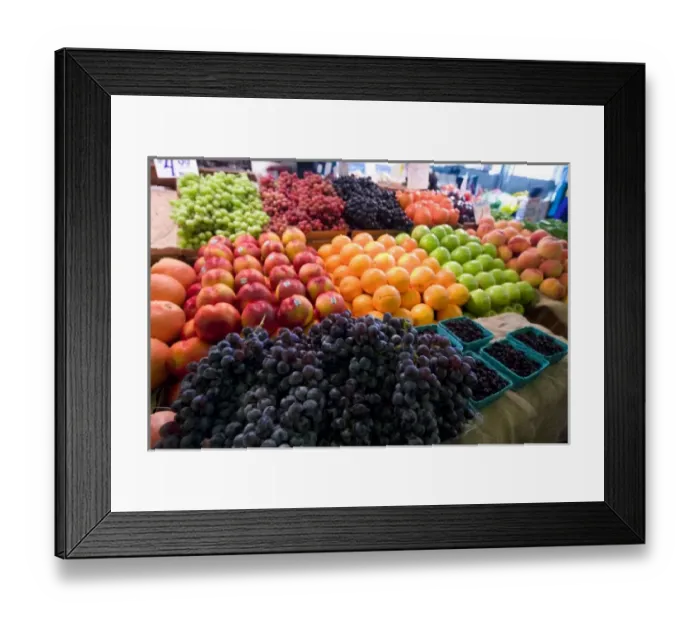 Framed Print : Fresh fruit on display at the Pike Place Market in downtown Seattle, Washington Framed Print : Fresh fruit on display at the Pike Place Market in downtown Seattle, Washington