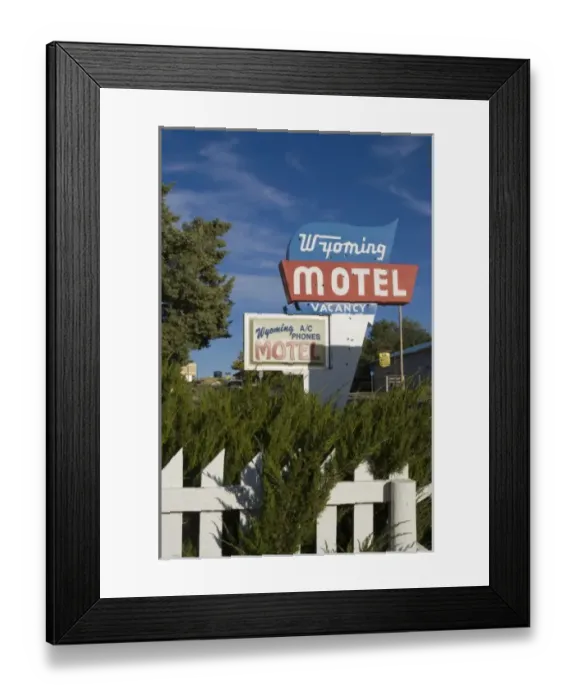 Framed Print : Motel sign, Wyoming, USA Framed Print : Motel sign, Wyoming, USA