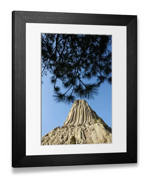 Framed Print : USA, Wyoming, Devils Tower National Monument, Devils Tower is a 1267 foot tall monolithic