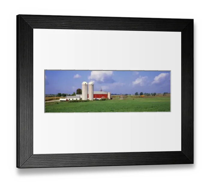 Framed Print : USA, Wisconsin, Washington Co. A farms red barn is brilliant against the green Framed Print : USA, Wisconsin, Washington Co. A farms red barn is brilliant against the green