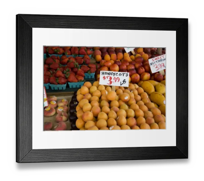 Framed Print : WA, Seattle, Fruit display at the Pike Place Market Framed Print : WA, Seattle, Fruit display at the Pike Place Market