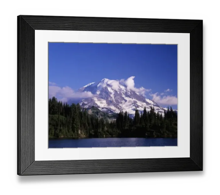 Framed Print : WA, Mt. Rainier NP, Mt. Rainier and Eunice Lake