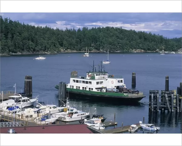 Ferry in harbor, Friday Harbor, San Juan Island, San Juan Islands, Puget Sound, Washington